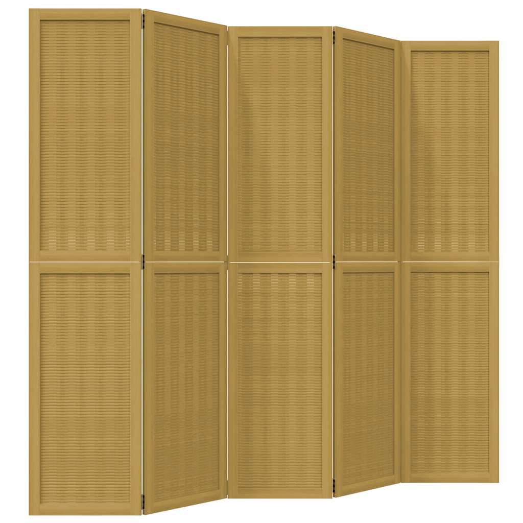 Kamerscherm met 5 panelen massief paulowniahout bruin is nu te koop bij PeponiXL, paradijselijk wonen!
