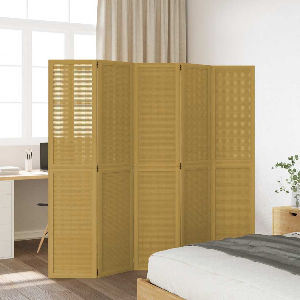 Kamerscherm met 5 panelen massief paulowniahout bruin is nu te koop bij PeponiXL, paradijselijk wonen!