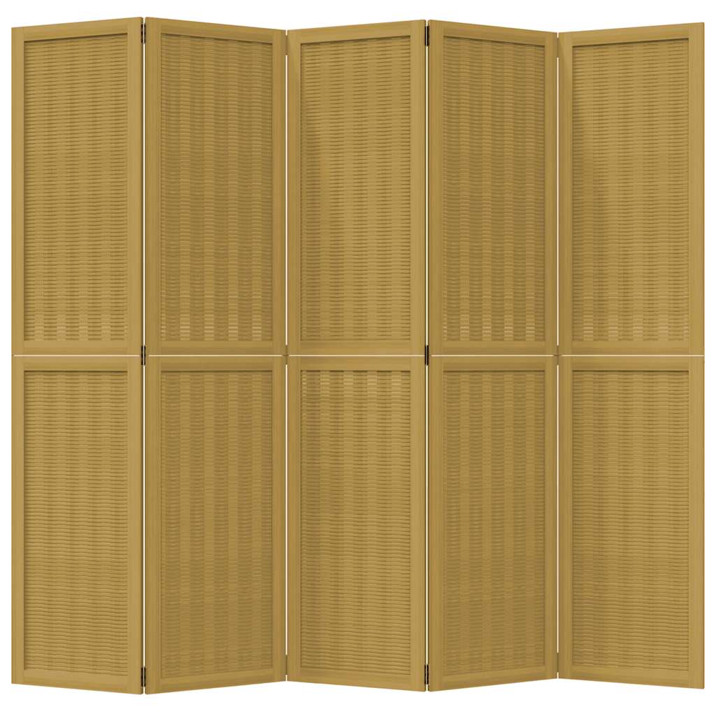 Kamerscherm met 5 panelen massief paulowniahout bruin is nu te koop bij PeponiXL, paradijselijk wonen!