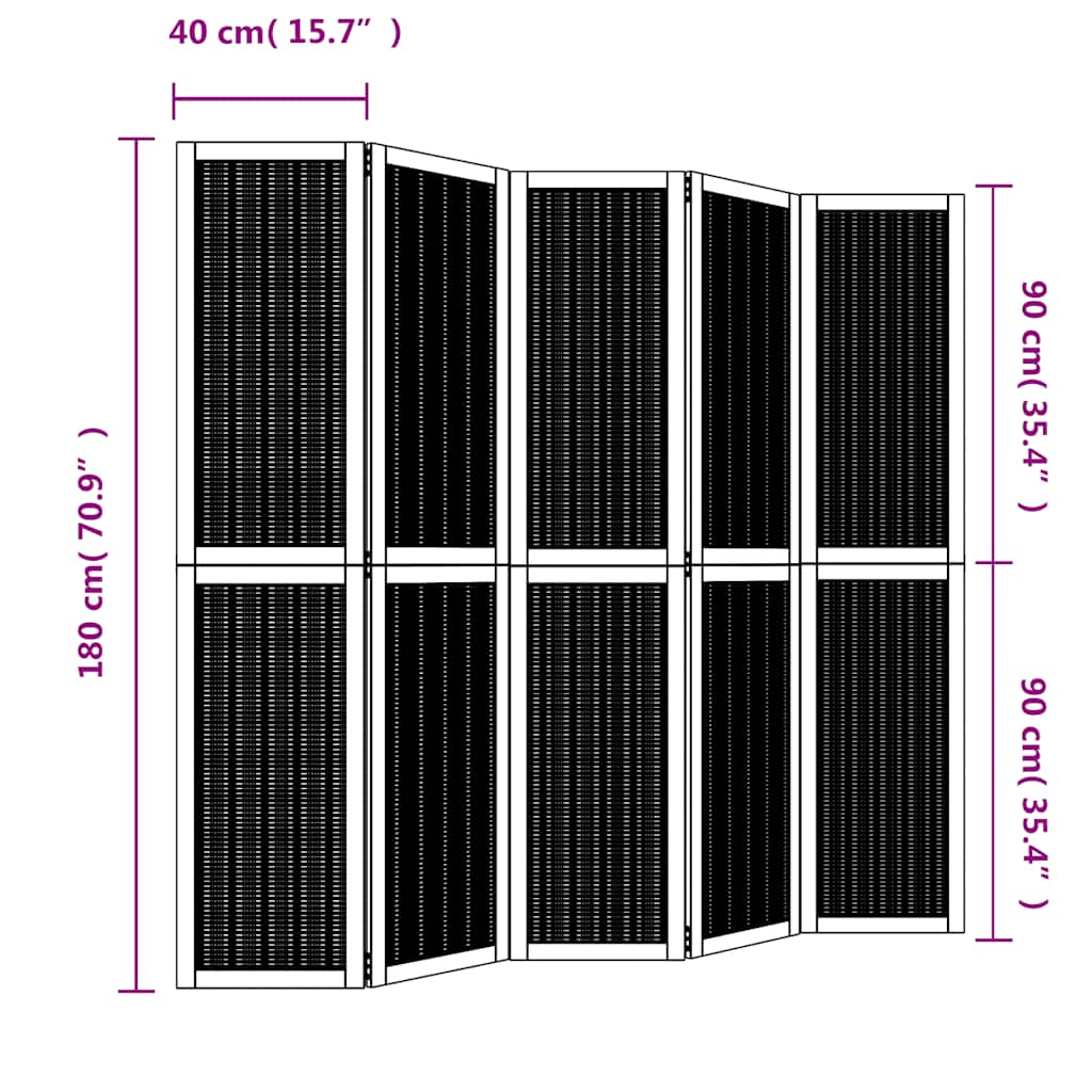 Kamerscherm met 5 panelen massief paulowniahout bruin is nu te koop bij PeponiXL, paradijselijk wonen!