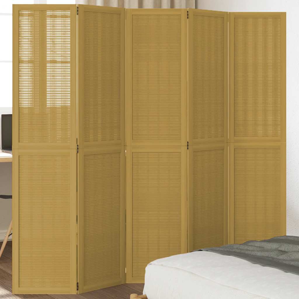 Kamerscherm met 5 panelen massief paulowniahout bruin is nu te koop bij PeponiXL, paradijselijk wonen!
