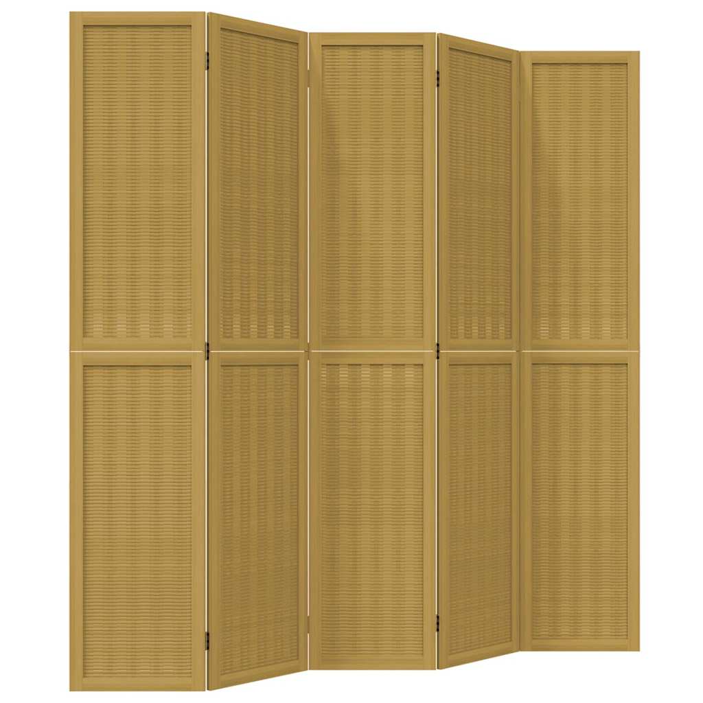 Kamerscherm met 5 panelen massief paulowniahout bruin is nu te koop bij PeponiXL, paradijselijk wonen!