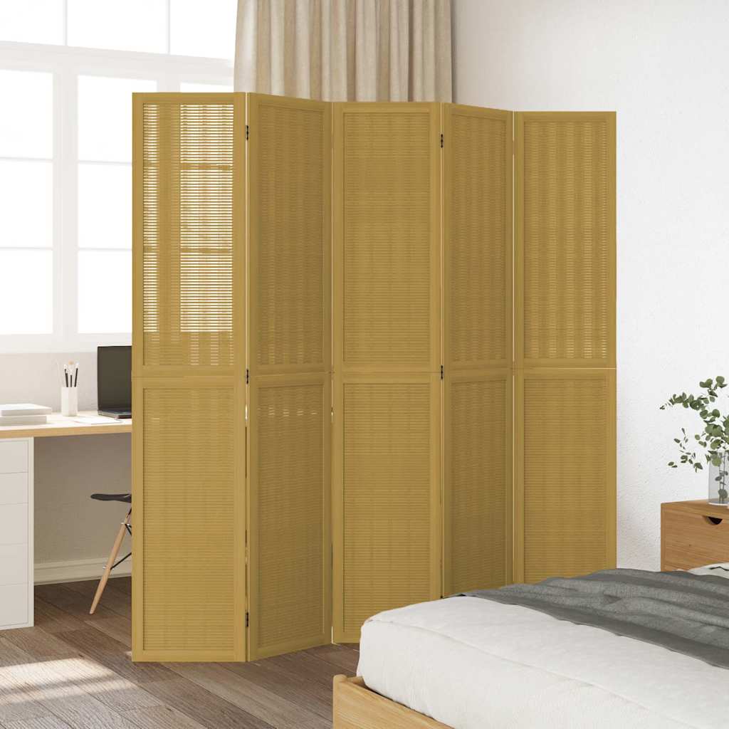 Kamerscherm met 5 panelen massief paulowniahout bruin is nu te koop bij PeponiXL, paradijselijk wonen!