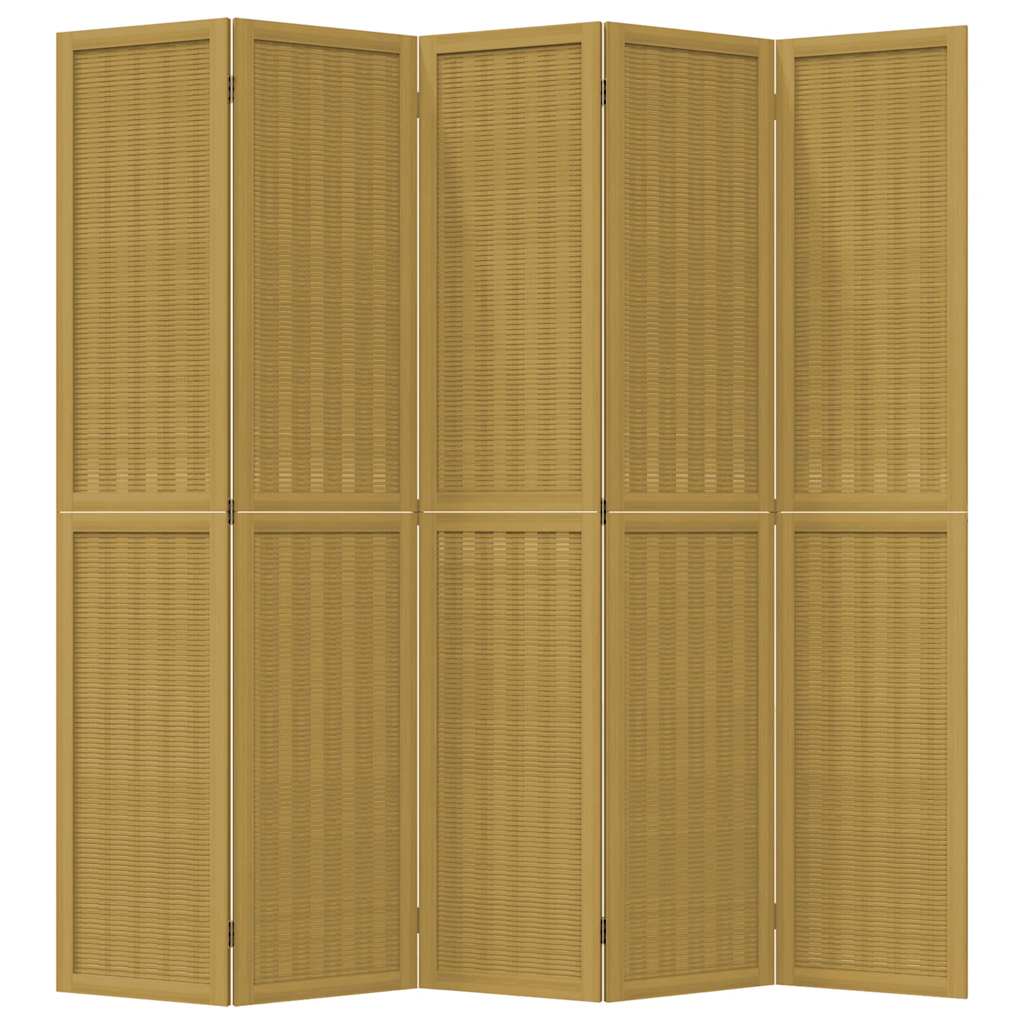 Kamerscherm met 5 panelen massief paulowniahout bruin is nu te koop bij PeponiXL, paradijselijk wonen!