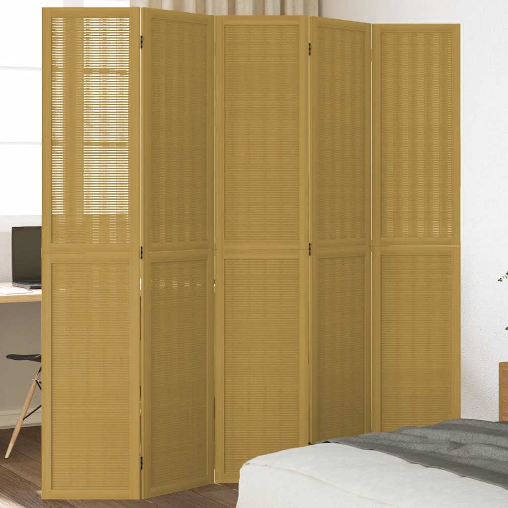 Kamerscherm met 5 panelen massief paulowniahout bruin is nu te koop bij PeponiXL, paradijselijk wonen!