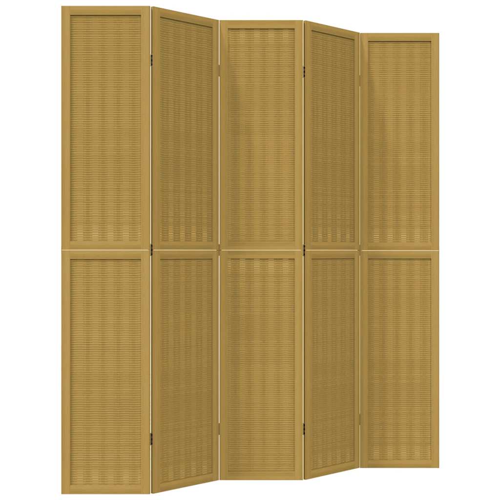 Kamerscherm met 5 panelen massief paulowniahout bruin is nu te koop bij PeponiXL, paradijselijk wonen!