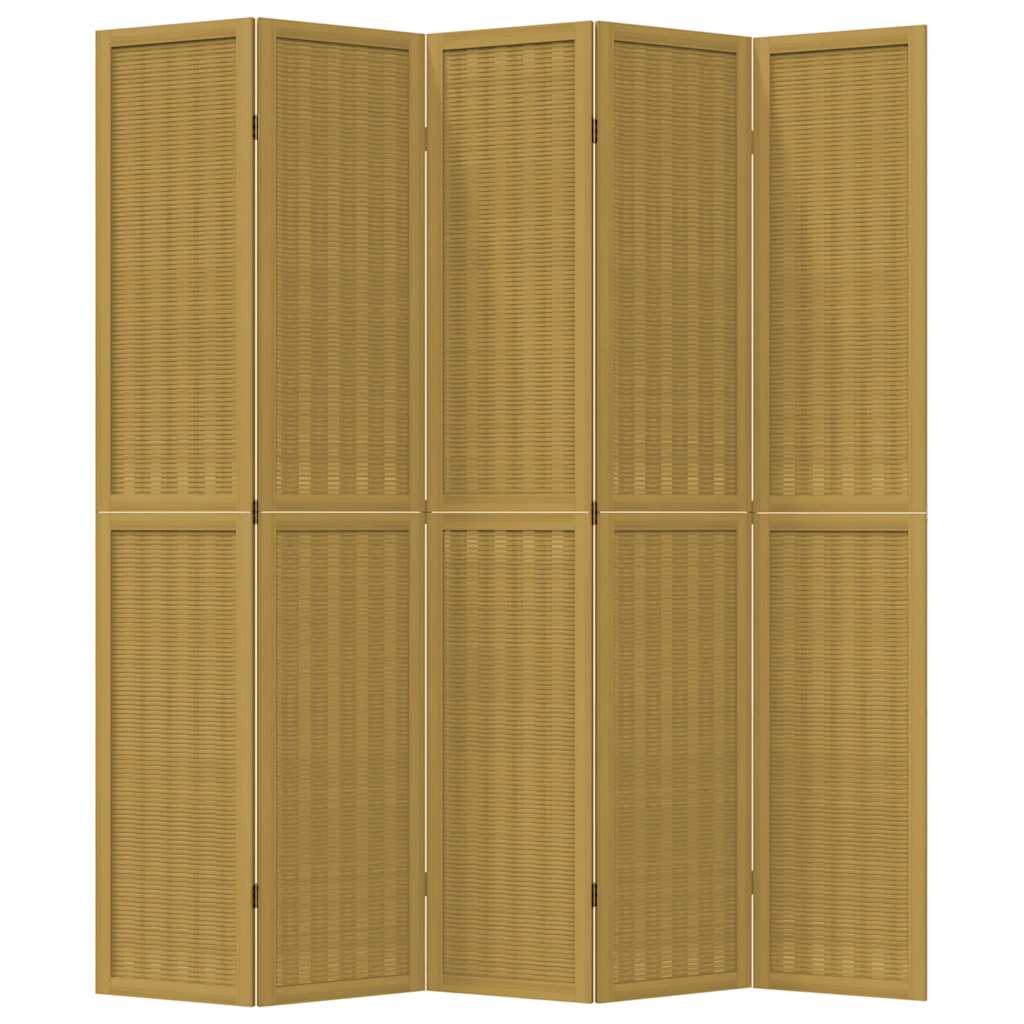 Kamerscherm met 5 panelen massief paulowniahout bruin is nu te koop bij PeponiXL, paradijselijk wonen!