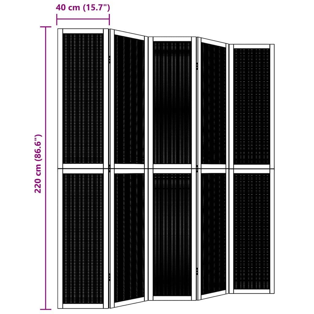 Kamerscherm met 5 panelen massief paulowniahout bruin is nu te koop bij PeponiXL, paradijselijk wonen!