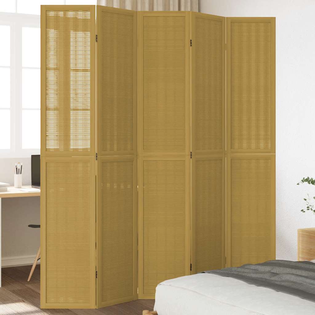 Kamerscherm met 5 panelen massief paulowniahout bruin is nu te koop bij PeponiXL, paradijselijk wonen!