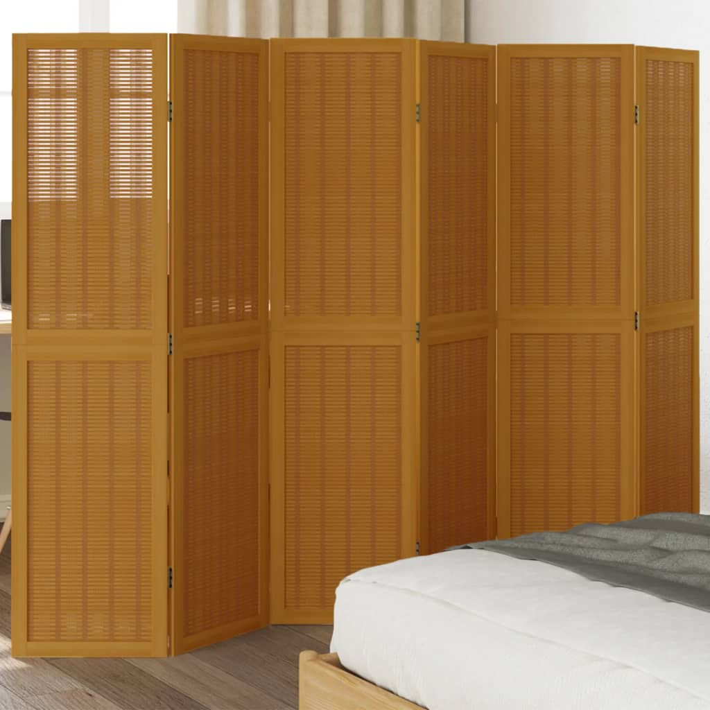 Kamerscherm met 6 panelen massief paulowniahout bruin is nu te koop bij PeponiXL, paradijselijk wonen!