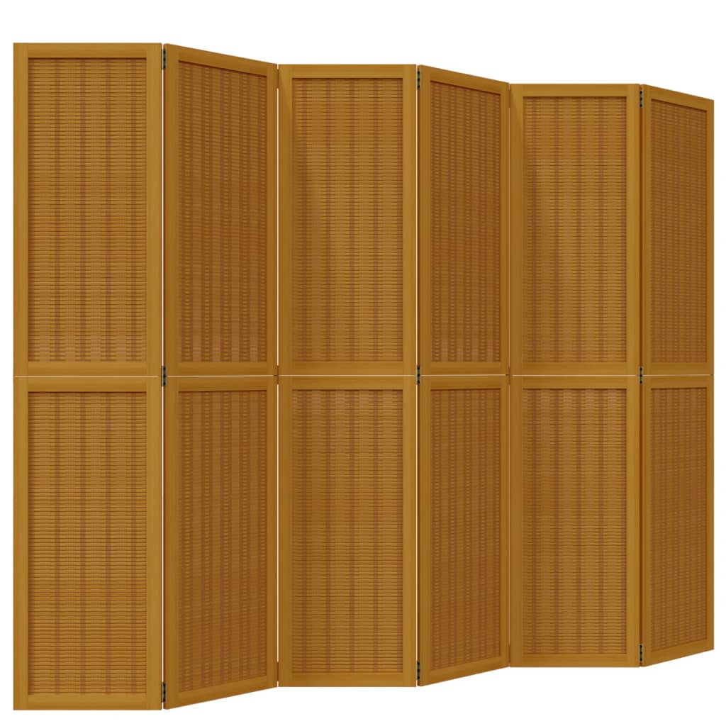 Kamerscherm met 6 panelen massief paulowniahout bruin is nu te koop bij PeponiXL, paradijselijk wonen!