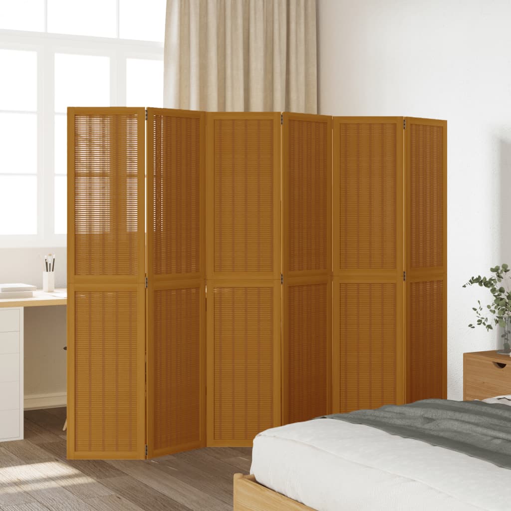 Kamerscherm met 6 panelen massief paulowniahout bruin is nu te koop bij PeponiXL, paradijselijk wonen!