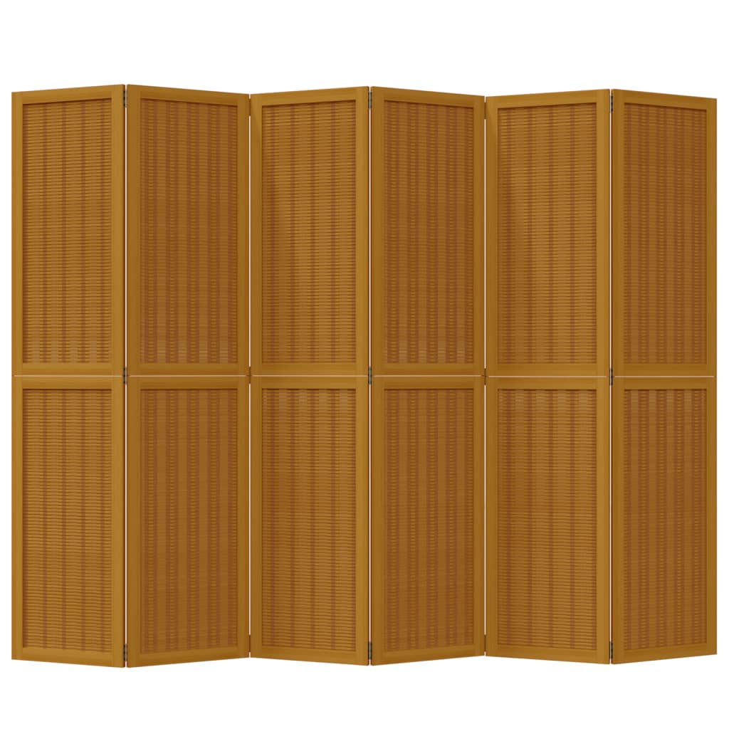 Kamerscherm met 6 panelen massief paulowniahout bruin is nu te koop bij PeponiXL, paradijselijk wonen!