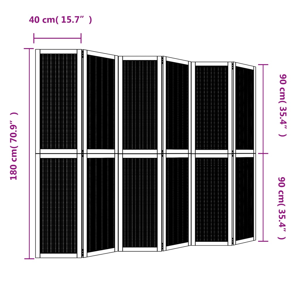 Kamerscherm met 6 panelen massief paulowniahout bruin is nu te koop bij PeponiXL, paradijselijk wonen!