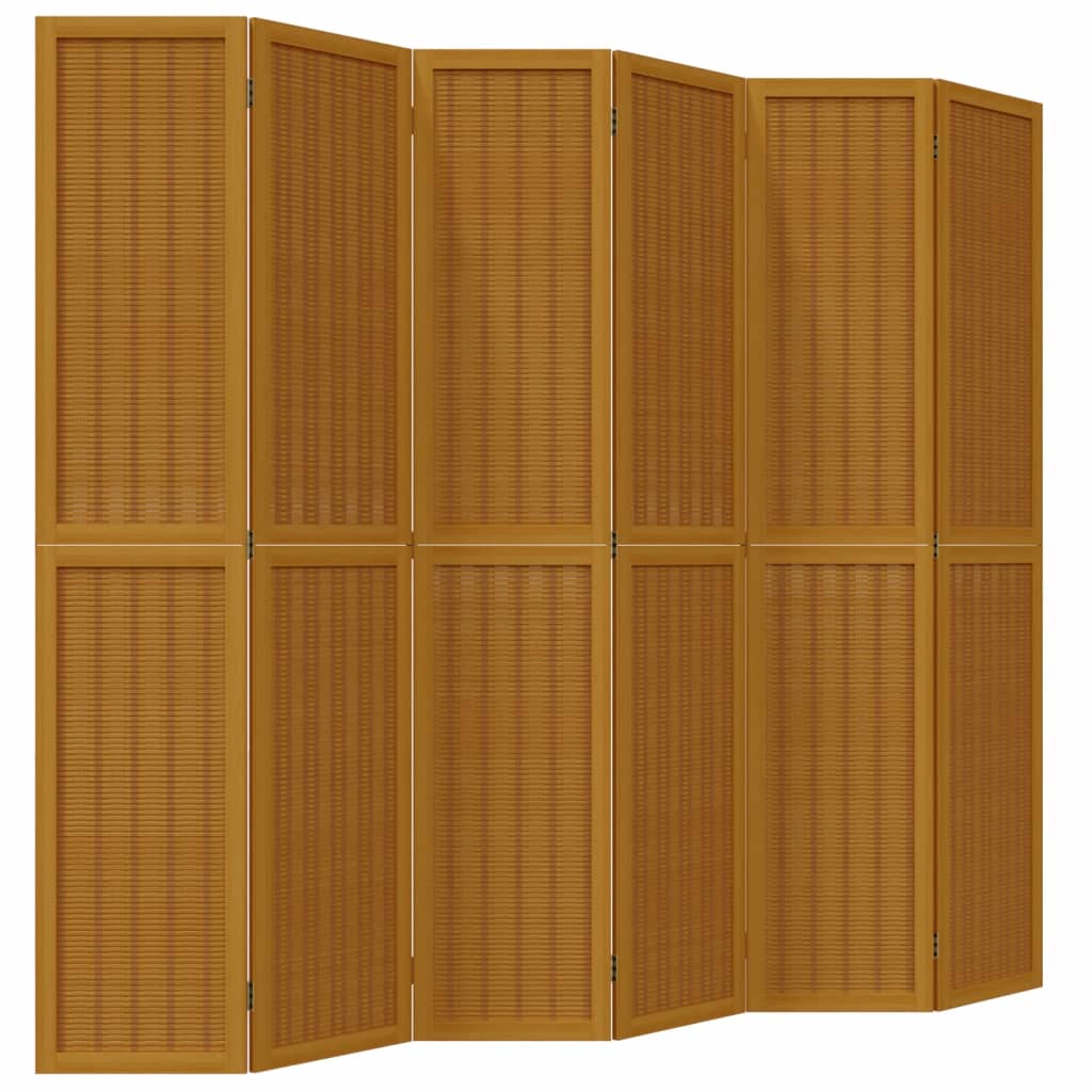 Kamerscherm met 6 panelen massief paulowniahout bruin is nu te koop bij PeponiXL, paradijselijk wonen!