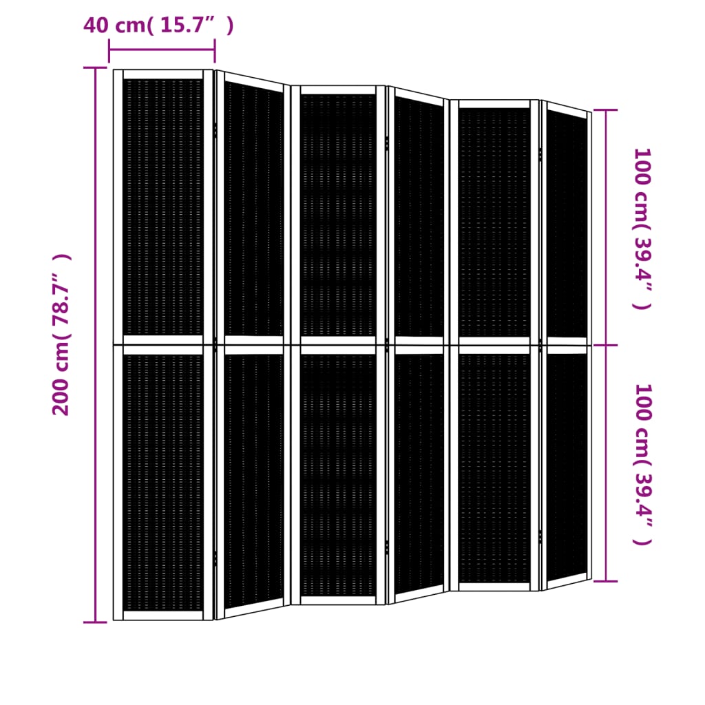 Kamerscherm met 6 panelen massief paulowniahout bruin is nu te koop bij PeponiXL, paradijselijk wonen!
