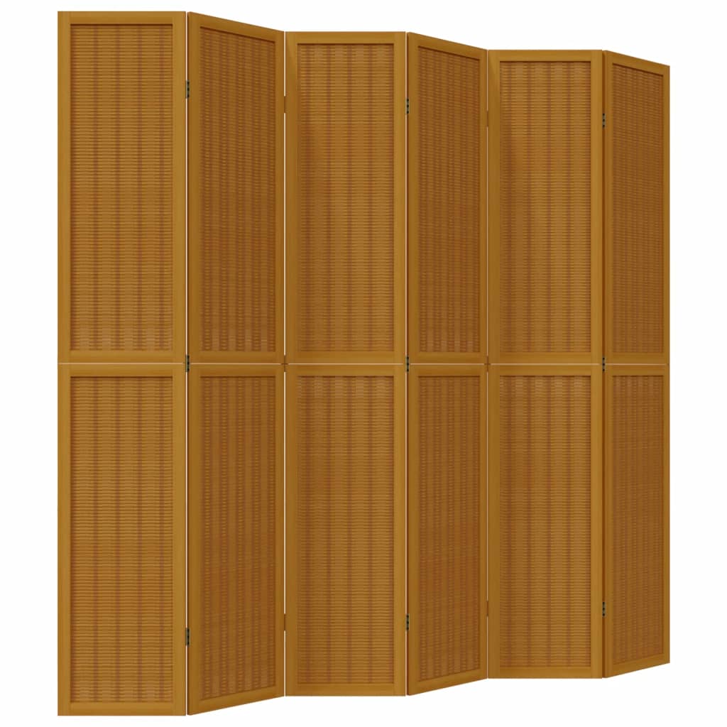 Kamerscherm met 6 panelen massief paulowniahout bruin is nu te koop bij PeponiXL, paradijselijk wonen!