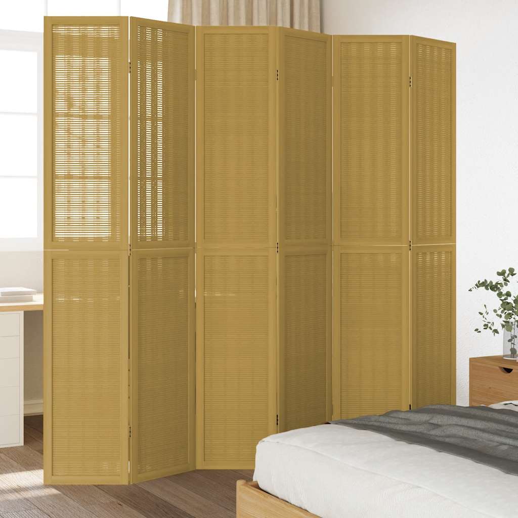 Kamerscherm met 6 panelen massief paulowniahout bruin is nu te koop bij PeponiXL, paradijselijk wonen!