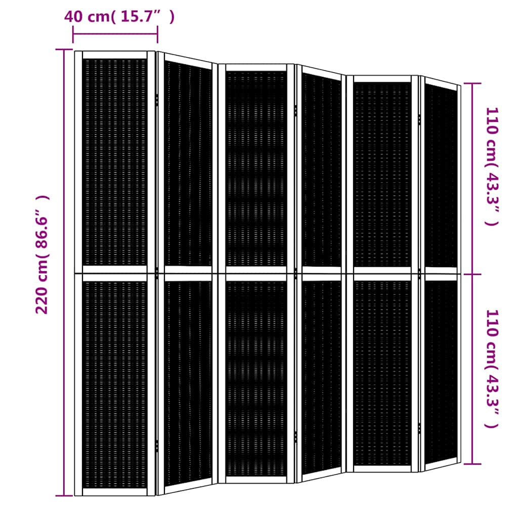 Kamerscherm met 6 panelen massief paulowniahout bruin is nu te koop bij PeponiXL, paradijselijk wonen!