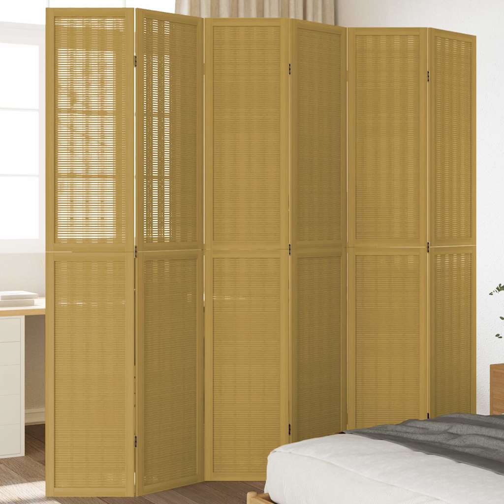 Kamerscherm met 6 panelen massief paulowniahout bruin is nu te koop bij PeponiXL, paradijselijk wonen!