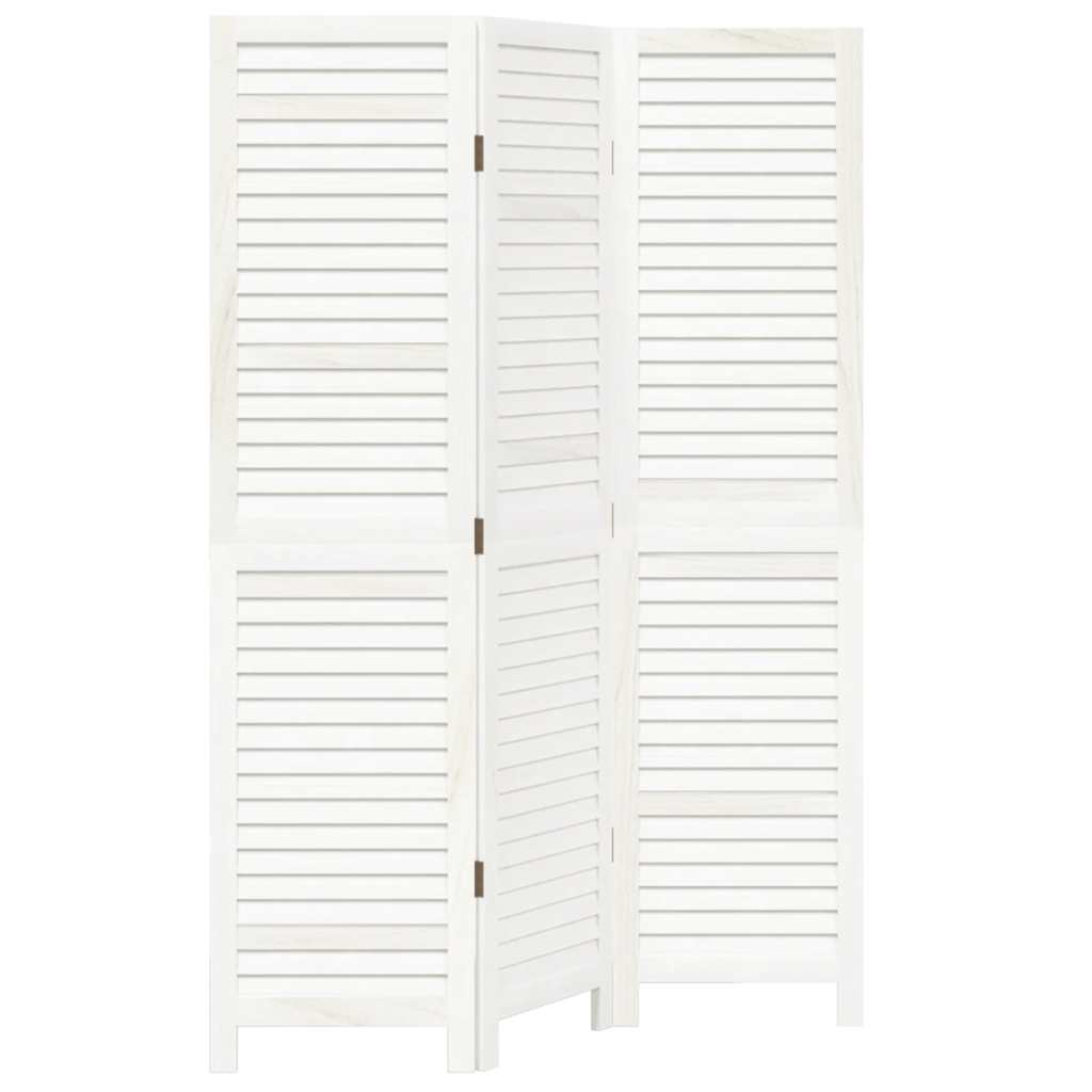Kamerscherm met 3 panelen massief paulowniahout wit is nu te koop bij PeponiXL, paradijselijk wonen!