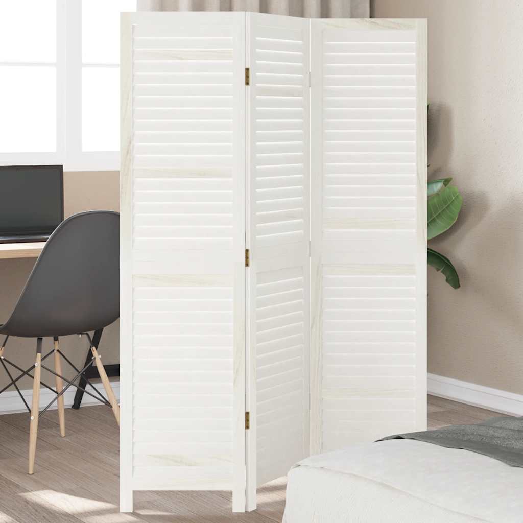 Kamerscherm met 3 panelen massief paulowniahout wit is nu te koop bij PeponiXL, paradijselijk wonen!