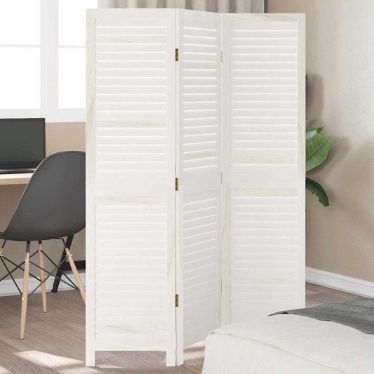 Kamerscherm met 3 panelen massief paulowniahout wit is nu te koop bij PeponiXL, paradijselijk wonen!