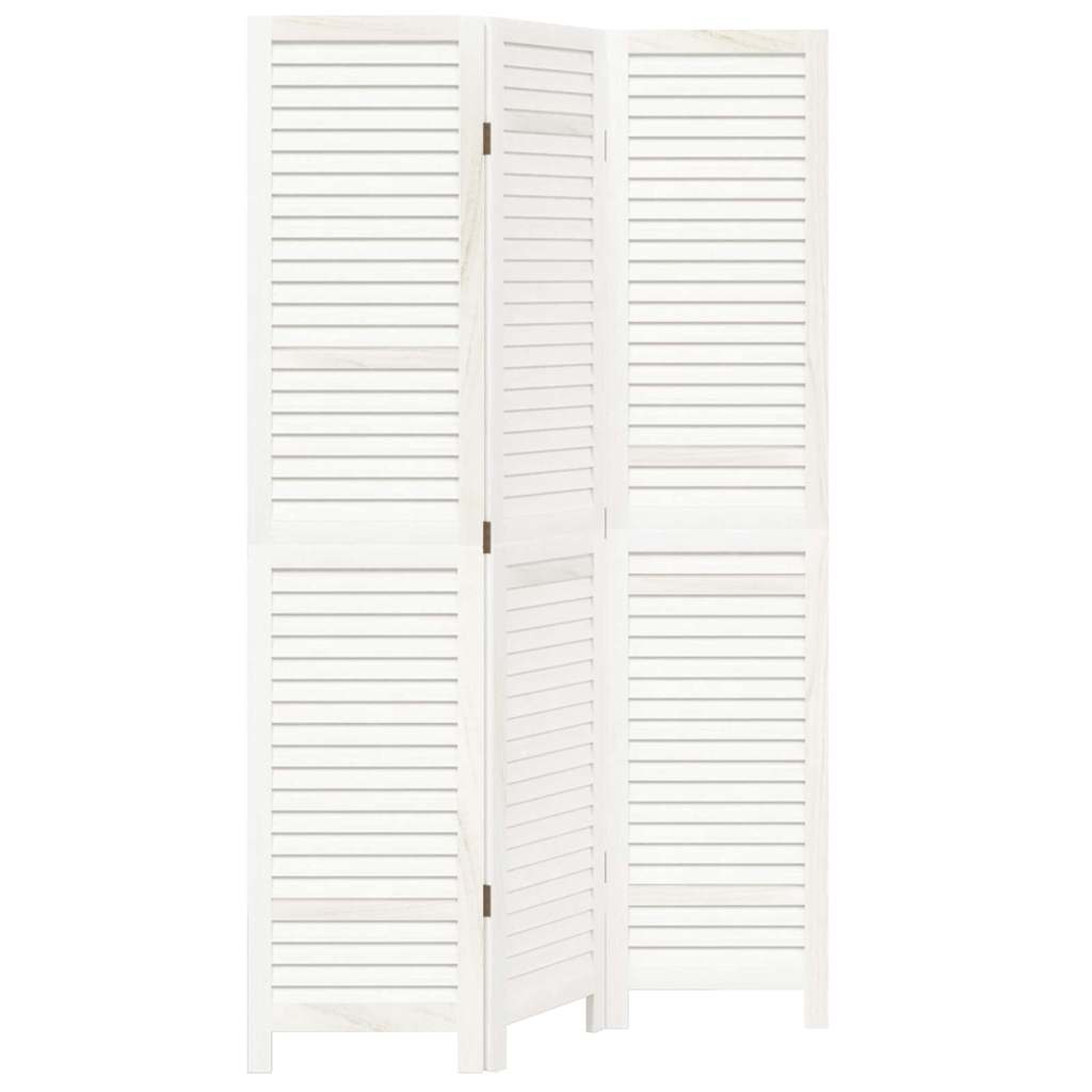 Kamerscherm met 3 panelen massief paulowniahout wit is nu te koop bij PeponiXL, paradijselijk wonen!