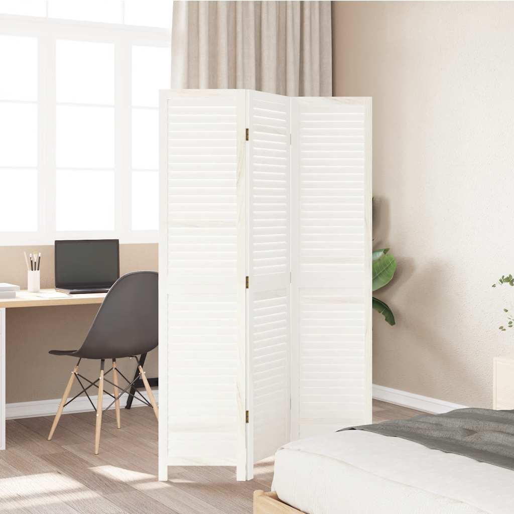 Kamerscherm met 3 panelen massief paulowniahout wit is nu te koop bij PeponiXL, paradijselijk wonen!