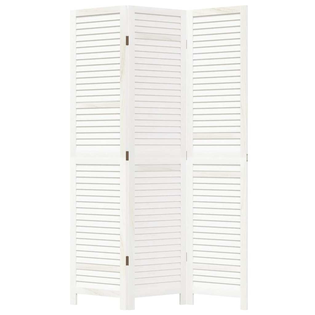 Kamerscherm met 3 panelen massief paulowniahout wit is nu te koop bij PeponiXL, paradijselijk wonen!