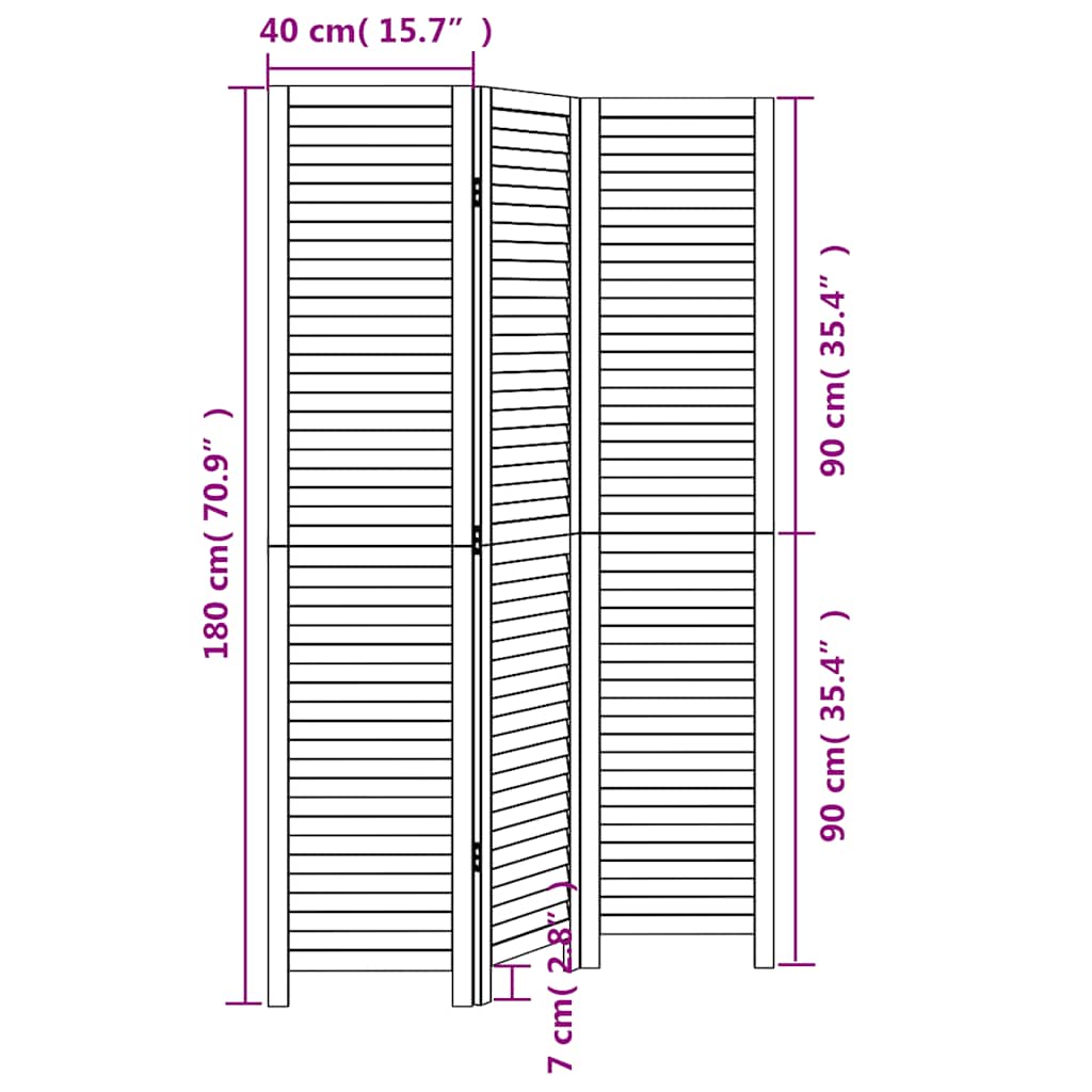 Kamerscherm met 3 panelen massief paulowniahout wit is nu te koop bij PeponiXL, paradijselijk wonen!
