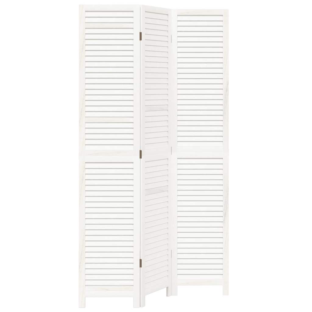 Kamerscherm met 3 panelen massief paulowniahout wit is nu te koop bij PeponiXL, paradijselijk wonen!