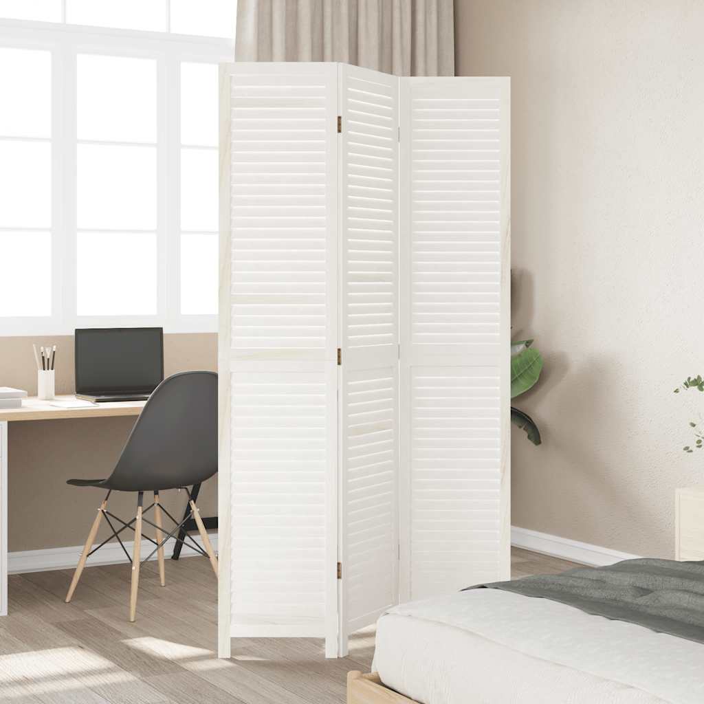 Kamerscherm met 3 panelen massief paulowniahout wit is nu te koop bij PeponiXL, paradijselijk wonen!
