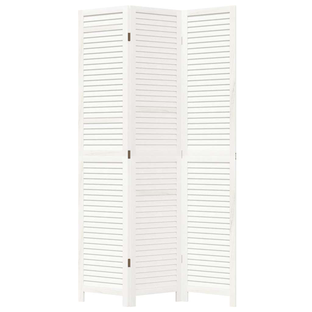 Kamerscherm met 3 panelen massief paulowniahout wit is nu te koop bij PeponiXL, paradijselijk wonen!