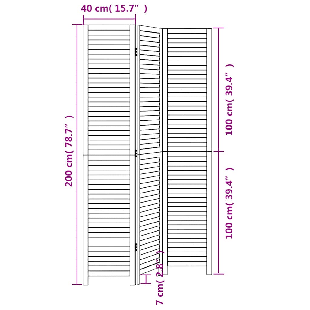 Kamerscherm met 3 panelen massief paulowniahout wit is nu te koop bij PeponiXL, paradijselijk wonen!
