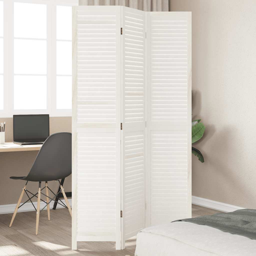 Kamerscherm met 3 panelen massief paulowniahout wit is nu te koop bij PeponiXL, paradijselijk wonen!