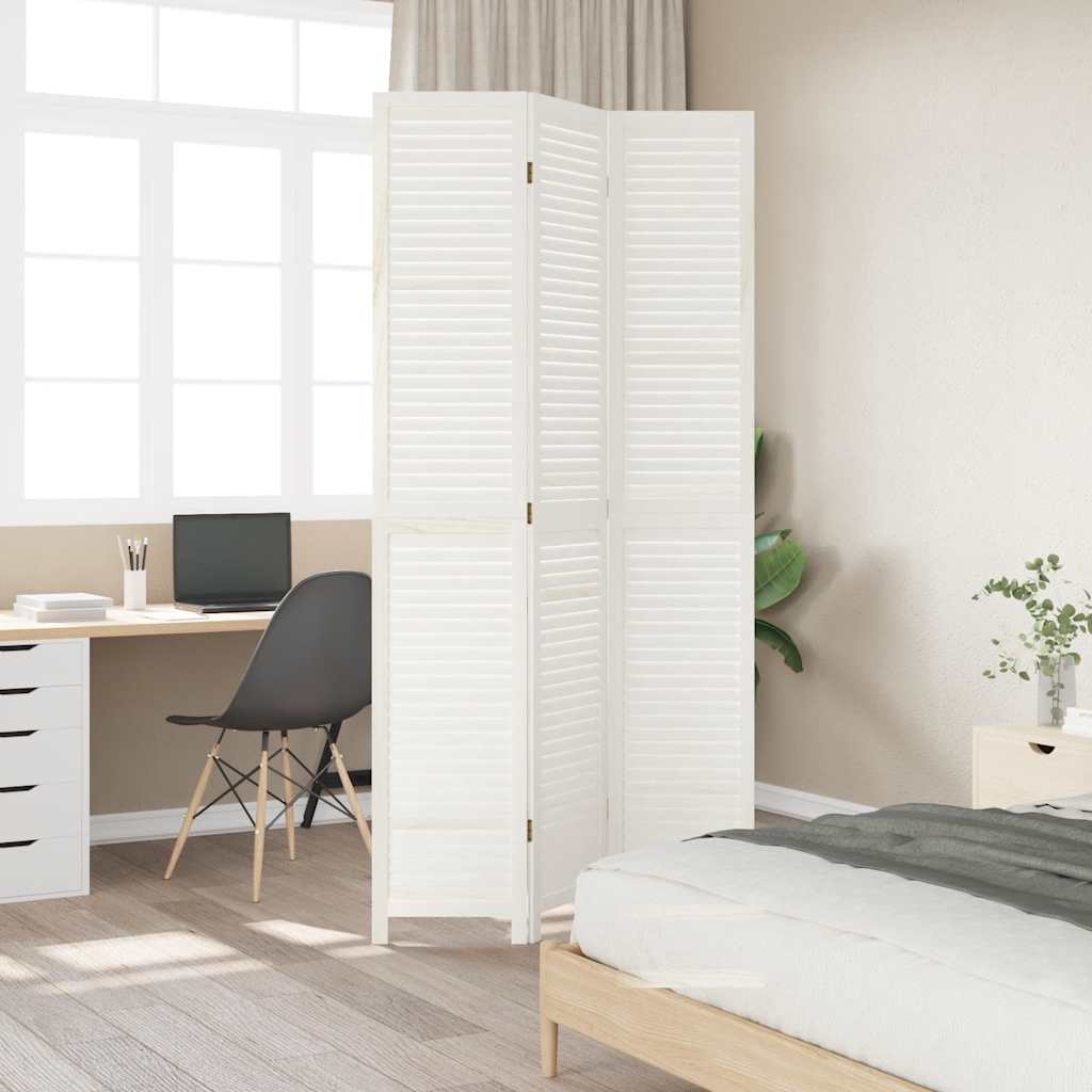 Kamerscherm met 3 panelen massief paulowniahout wit is nu te koop bij PeponiXL, paradijselijk wonen!