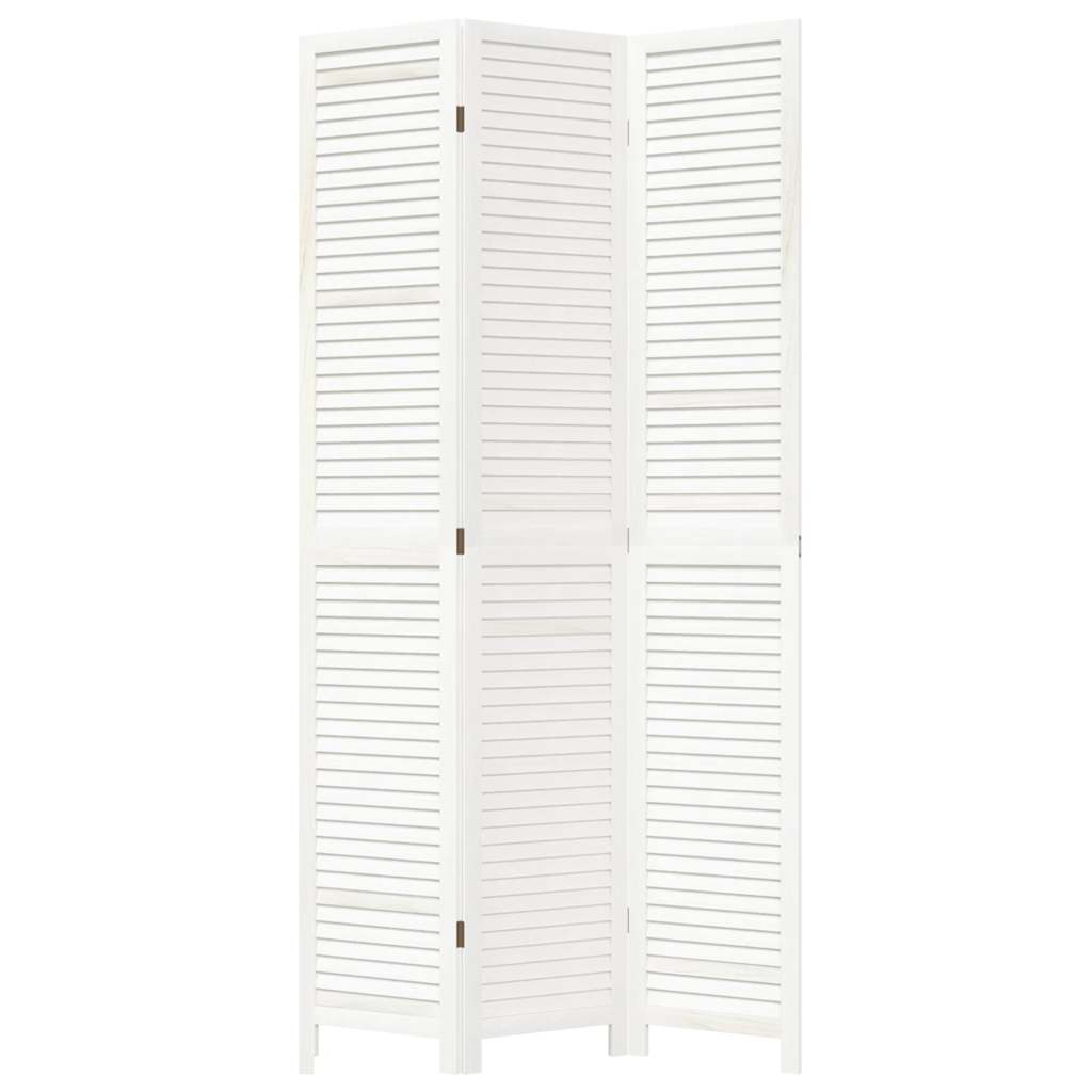 Kamerscherm met 3 panelen massief paulowniahout wit is nu te koop bij PeponiXL, paradijselijk wonen!