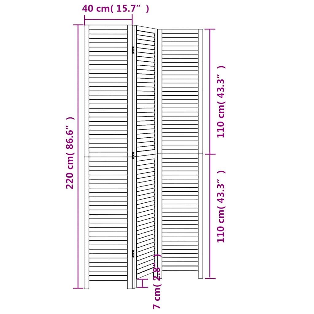 Kamerscherm met 3 panelen massief paulowniahout wit is nu te koop bij PeponiXL, paradijselijk wonen!