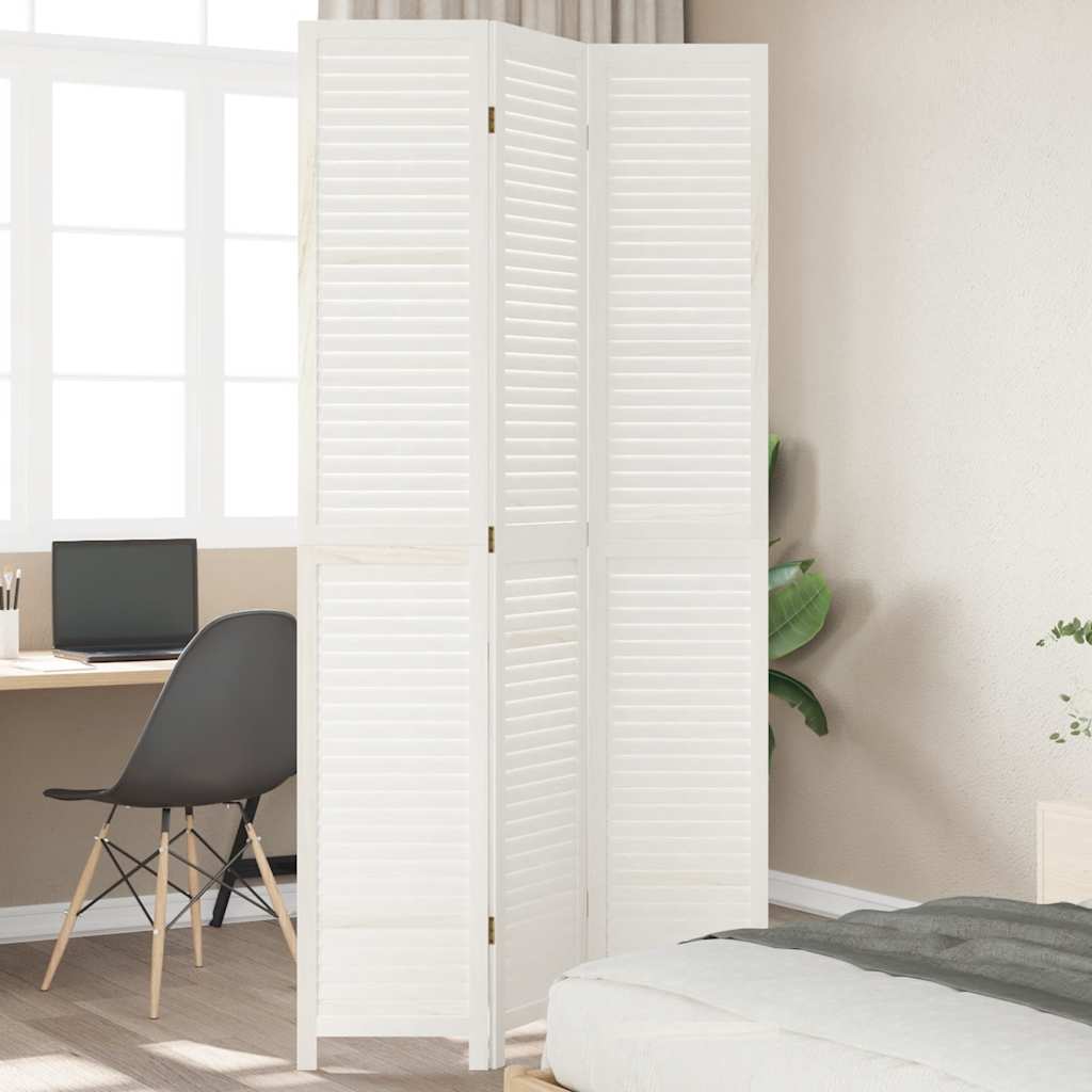 Kamerscherm met 3 panelen massief paulowniahout wit is nu te koop bij PeponiXL, paradijselijk wonen!