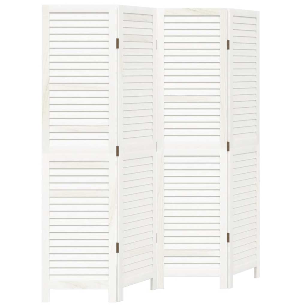 Kamerscherm met 4 panelen massief paulowniahout wit is nu te koop bij PeponiXL, paradijselijk wonen!