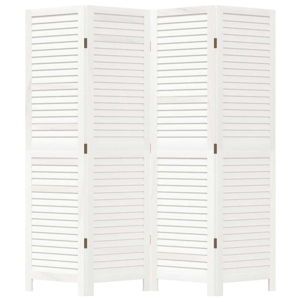 Kamerscherm met 4 panelen massief paulowniahout wit is nu te koop bij PeponiXL, paradijselijk wonen!