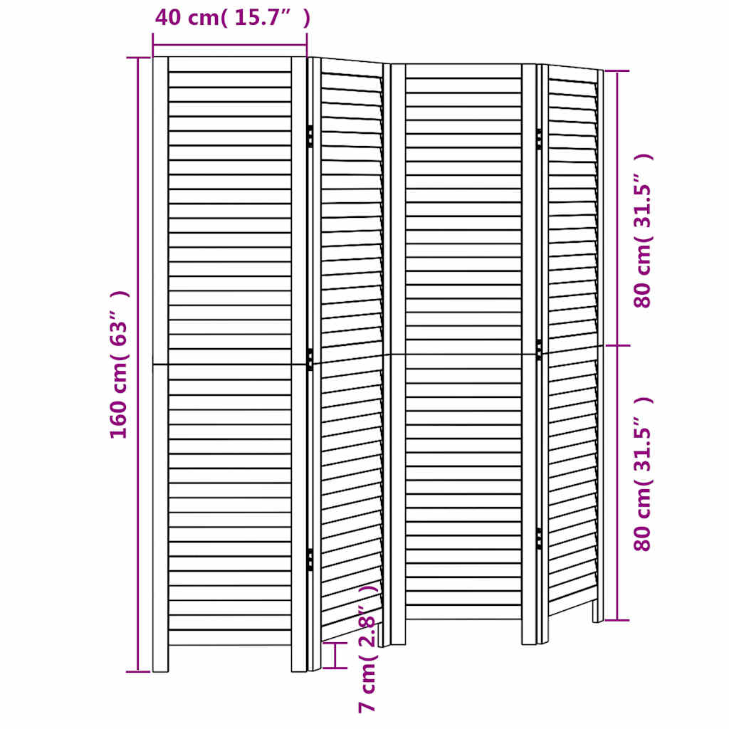 Kamerscherm met 4 panelen massief paulowniahout wit is nu te koop bij PeponiXL, paradijselijk wonen!
