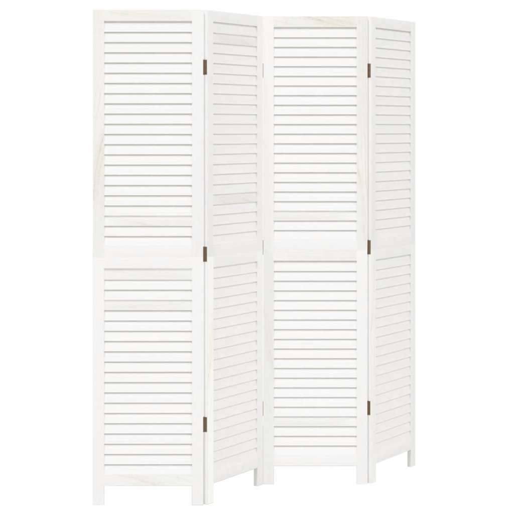 Kamerscherm met 4 panelen massief paulowniahout wit is nu te koop bij PeponiXL, paradijselijk wonen!
