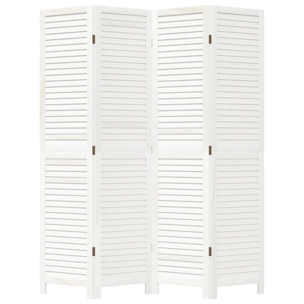 Kamerscherm met 4 panelen massief paulowniahout wit is nu te koop bij PeponiXL, paradijselijk wonen!
