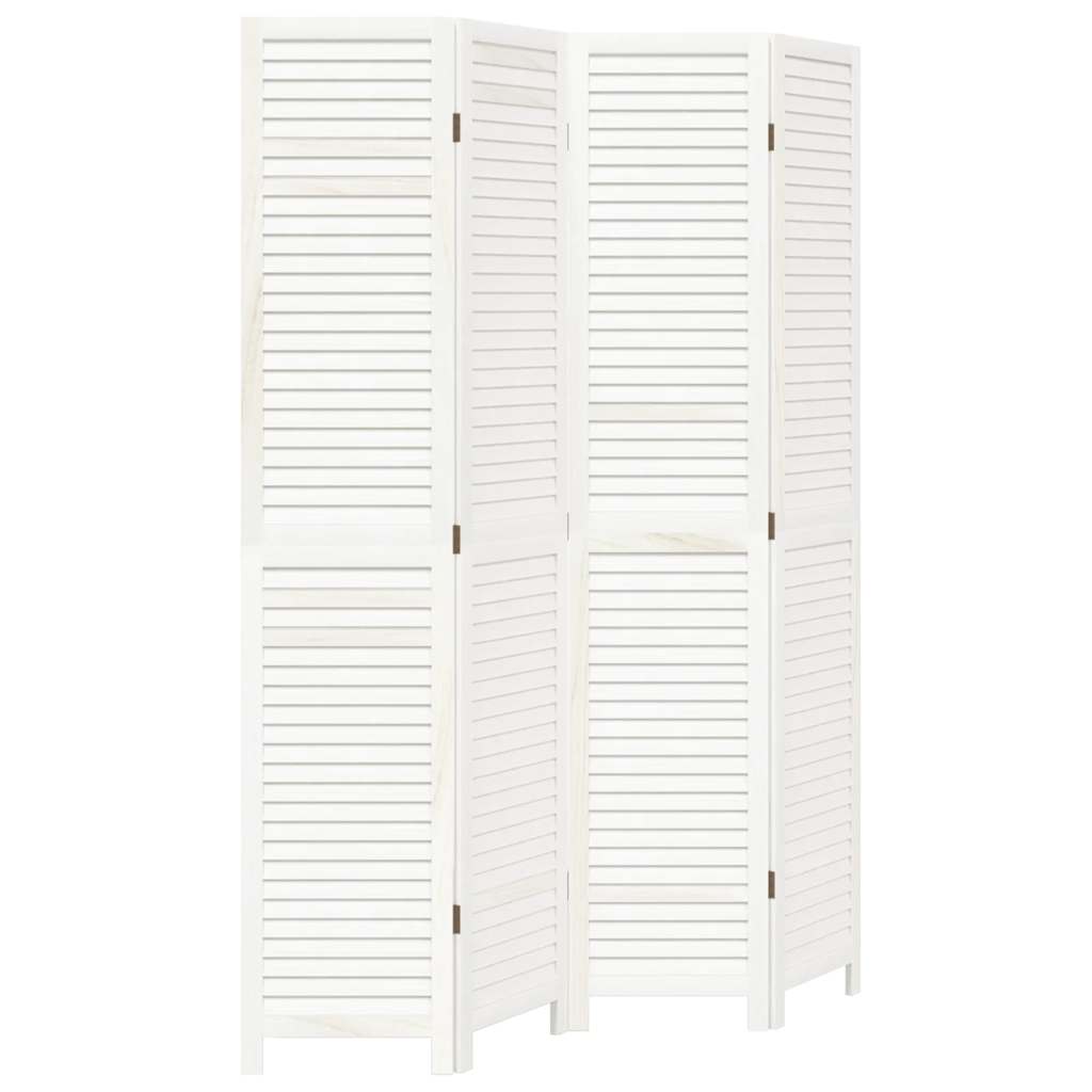 Kamerscherm met 4 panelen massief paulowniahout wit is nu te koop bij PeponiXL, paradijselijk wonen!