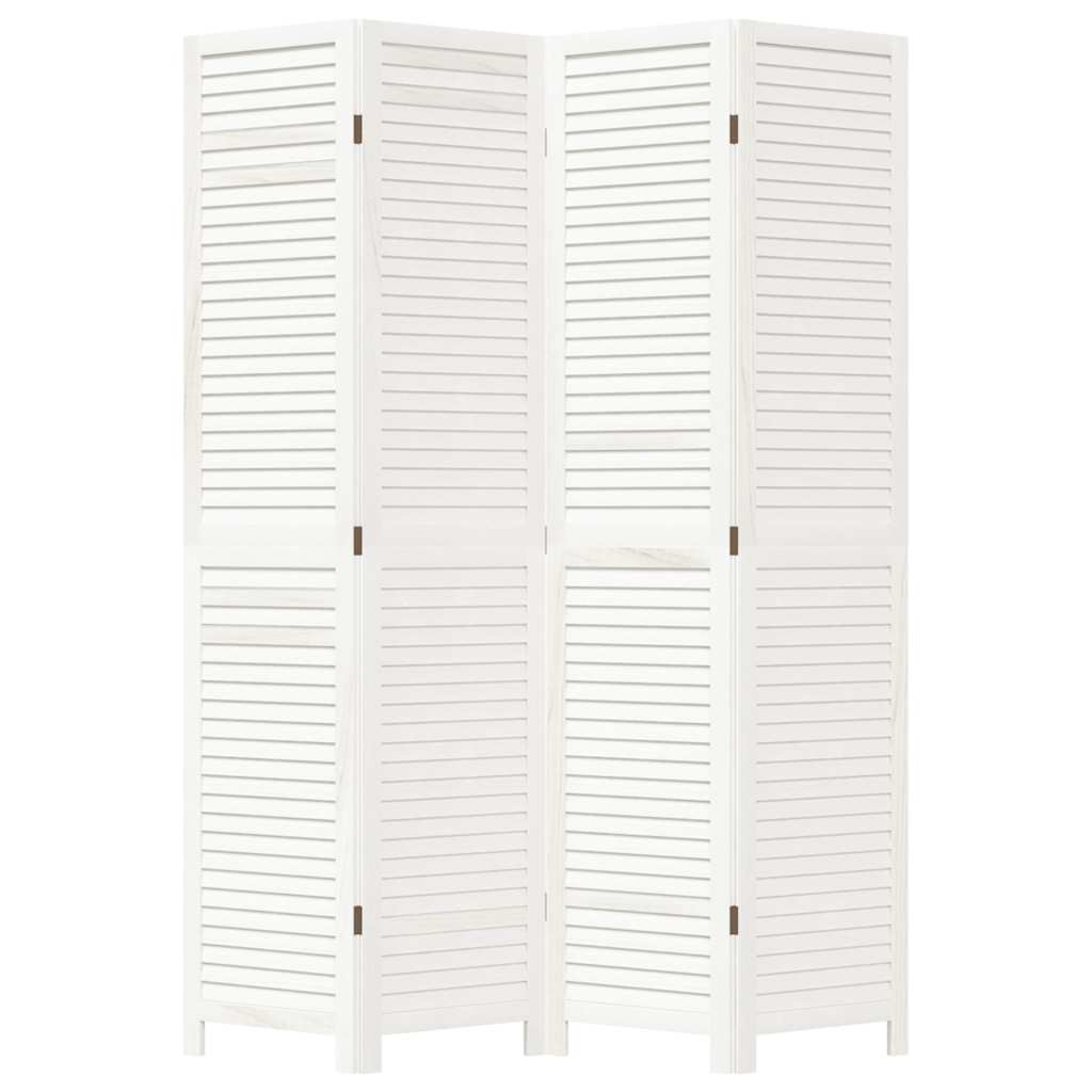 Kamerscherm met 4 panelen massief paulowniahout wit is nu te koop bij PeponiXL, paradijselijk wonen!