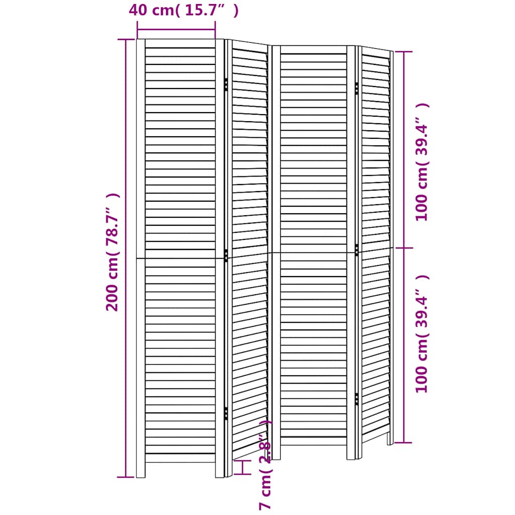 Kamerscherm met 4 panelen massief paulowniahout wit is nu te koop bij PeponiXL, paradijselijk wonen!