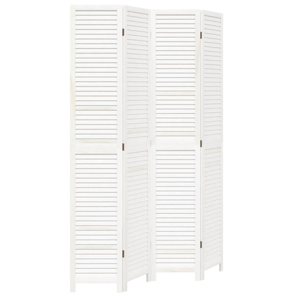 Kamerscherm met 4 panelen massief paulowniahout wit is nu te koop bij PeponiXL, paradijselijk wonen!