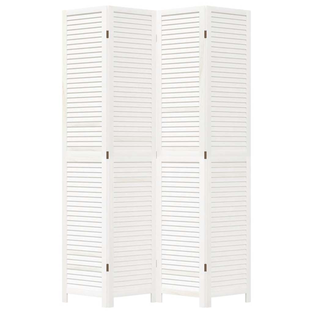 Kamerscherm met 4 panelen massief paulowniahout wit is nu te koop bij PeponiXL, paradijselijk wonen!